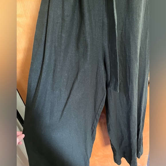 Dark Green linen blend jumpsuit - Picture 7 of 8